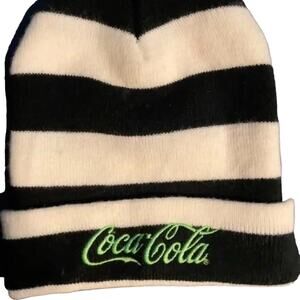 Rare Joyrich x Coca-Cola Black & White Striped Beanie NWOT